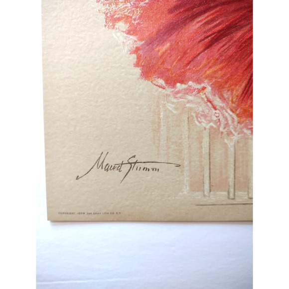 Victorian Art Print Women Lanterns Mandolin Guitar Lithograph 1909 Maud Stumm - Picture 3 of 4